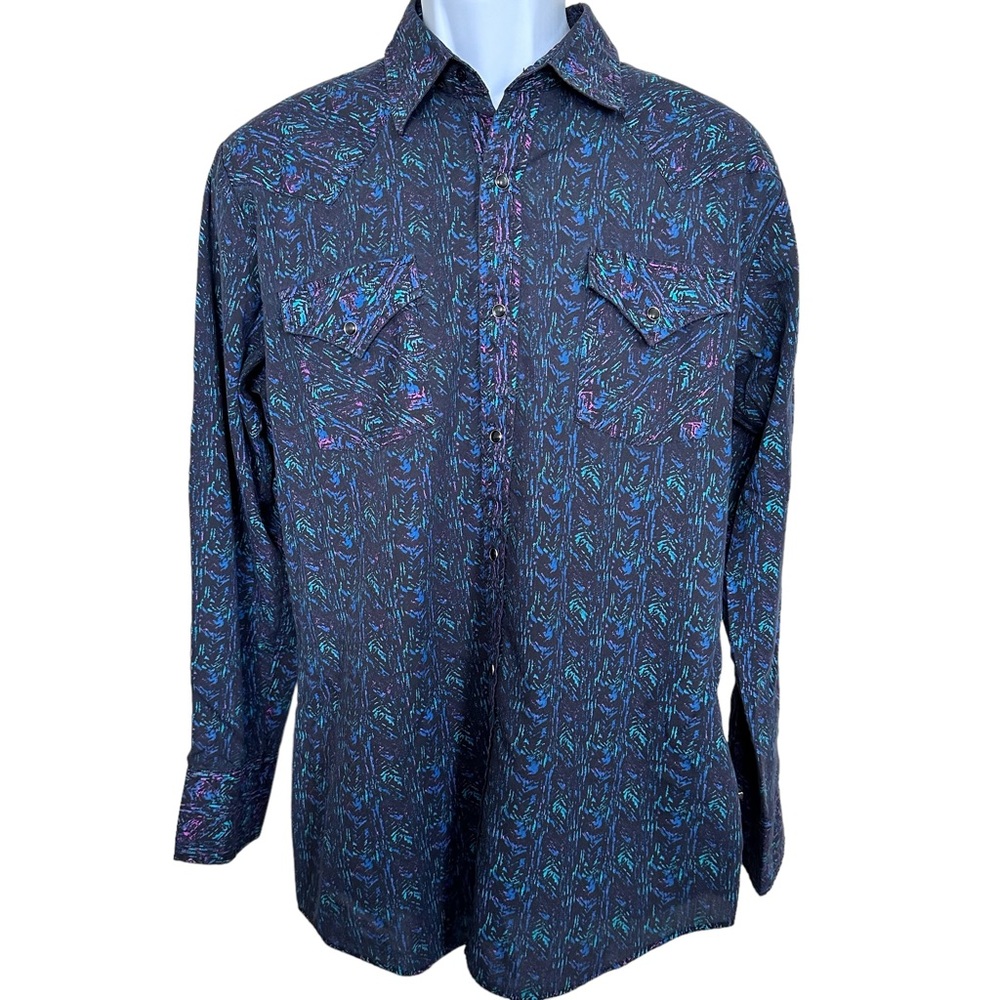 Ely Cattleman Men’s Sz 16/34 Long Sleeve Snap Front Shirt Indian Aztec Southwest